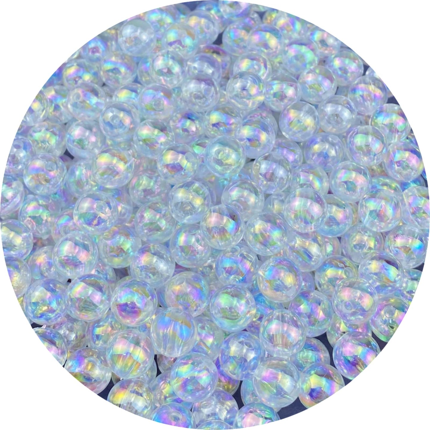 300 Pcs 10mm Acrylic Round Beads AB Colors Round Spacer Beads for Earring Bracelet Necklace Key Chains Jewelry DIY Craft Making(Clear AB)
