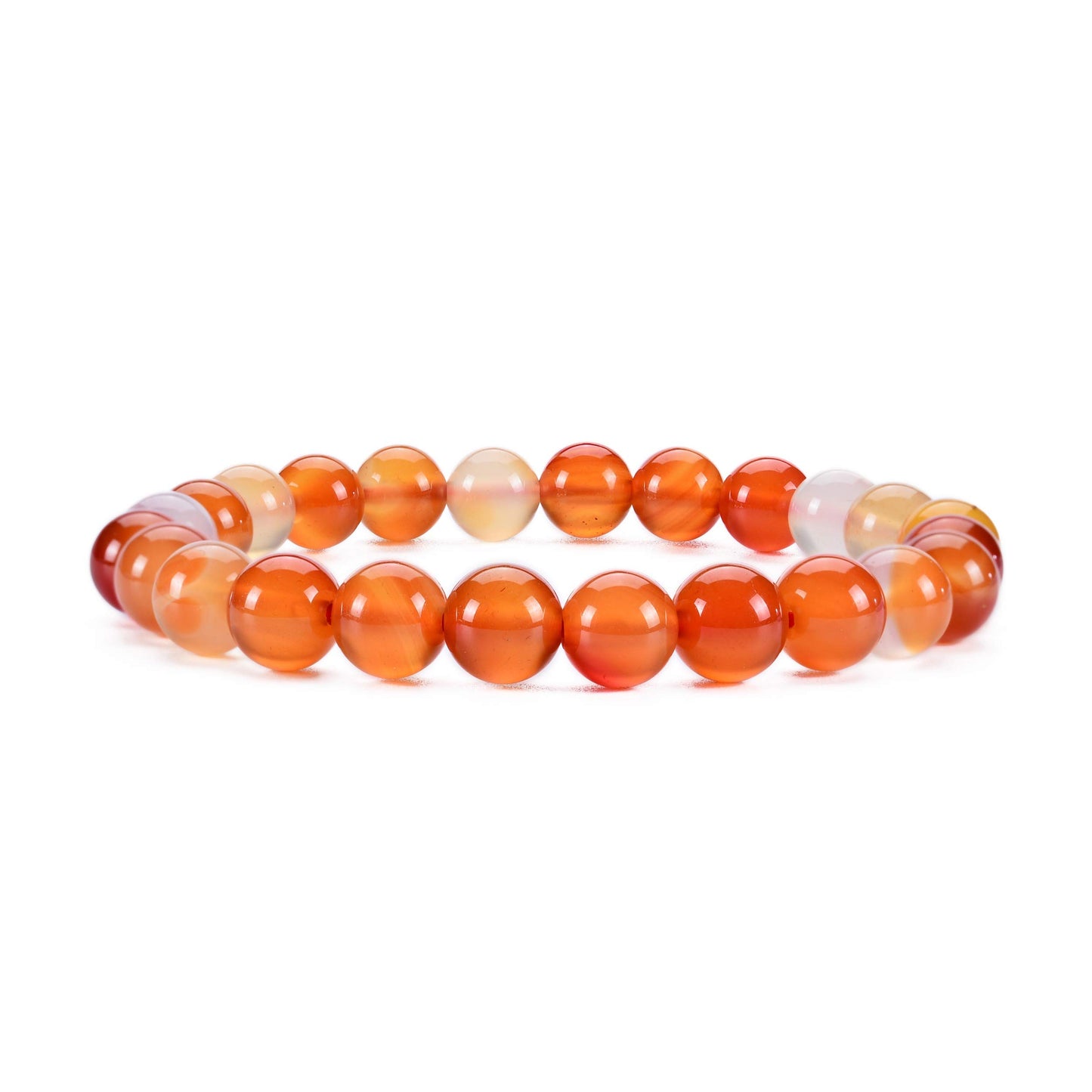 Cherry Tree Collection Carnelian Beaded Bracelet – Genuine 8mm Gemstone Stretch Bracelet for Men & Women – Handmade Crystal Bracelet - (Carnelian - M)