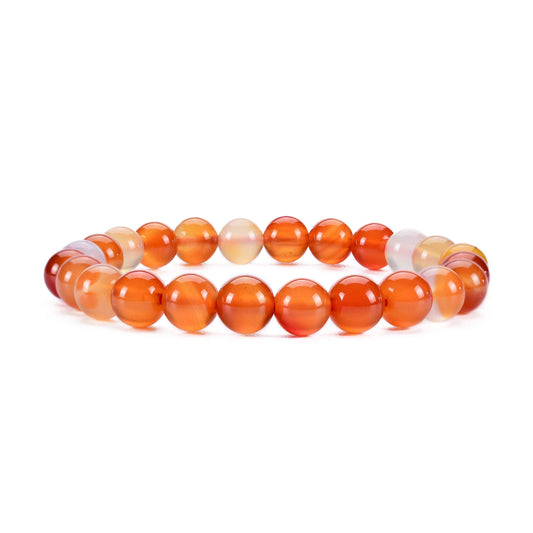 Cherry Tree Collection Carnelian Beaded Bracelet – Genuine 8mm Gemstone Stretch Bracelet for Men & Women – Handmade Crystal Bracelet - (Carnelian - M)