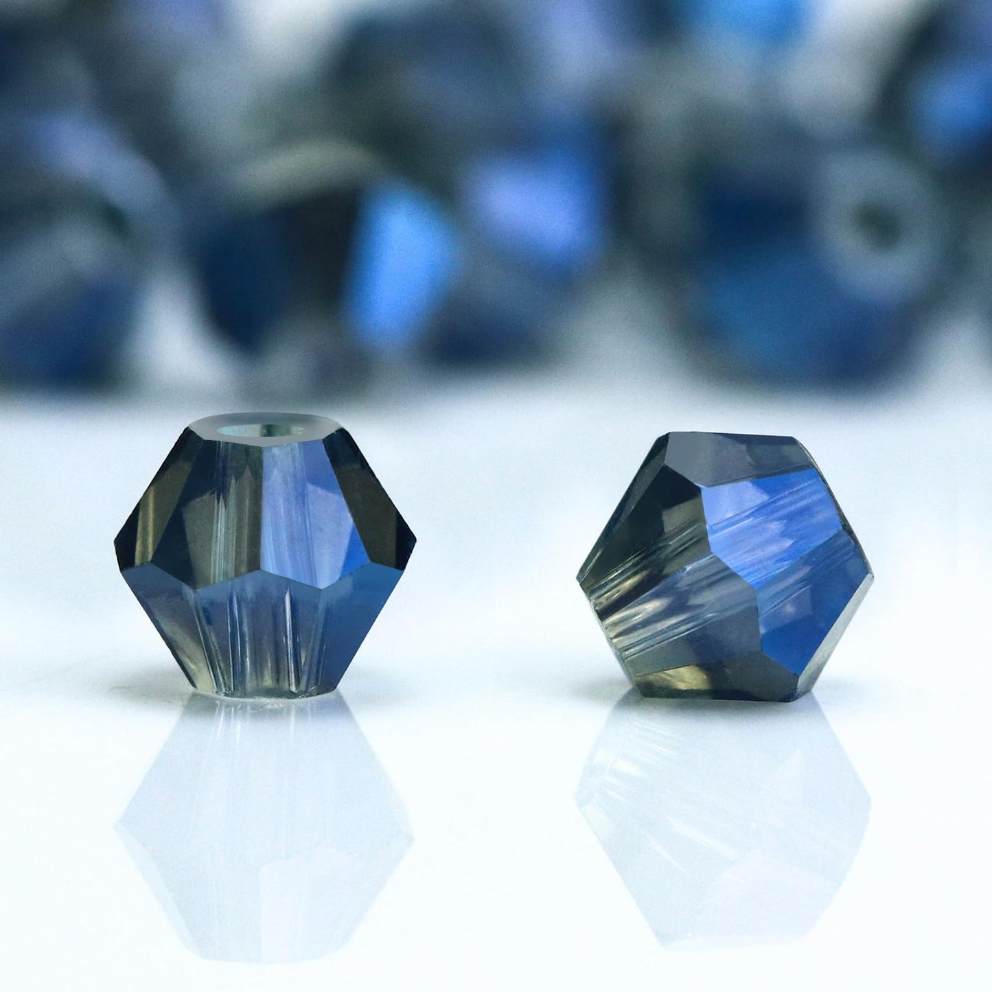 Dowarm 250PCS 6MM Faceted Bicone Crystal Beads for Crafts, Jewelry Making, DIY Bracelet, Necklace, Dolls, Wine Charms, Wind Chimes, Suncatchers, Loose Spacer Glass Beads, Transparent Blue