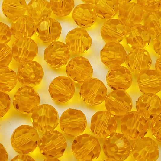 YUEXIGO 60pcs 10mm Round Crystal Glass Beads for Jewelry Making, Faceted Crystal Glass Spacer Beads for Bracelet Earring Necklace DIY Craft(Orange)