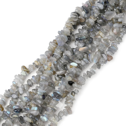 HAAMIIQII 5-8mm Natural Labradorite Chips Irregular Chip Stones Loose Gemstone Energy Healing Beads for Jewelry Making Strand 30 Inch