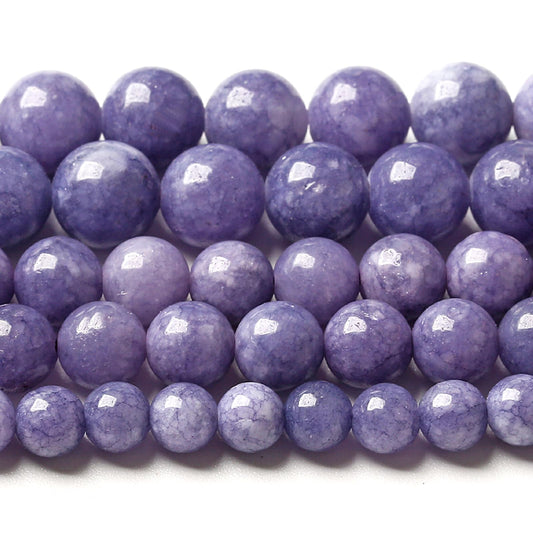 8MM Lavender Purple Chalcedony Natural Stone Round Loose Beads for Jewelry Making and Crafting 90pcs 2 Strands 32"