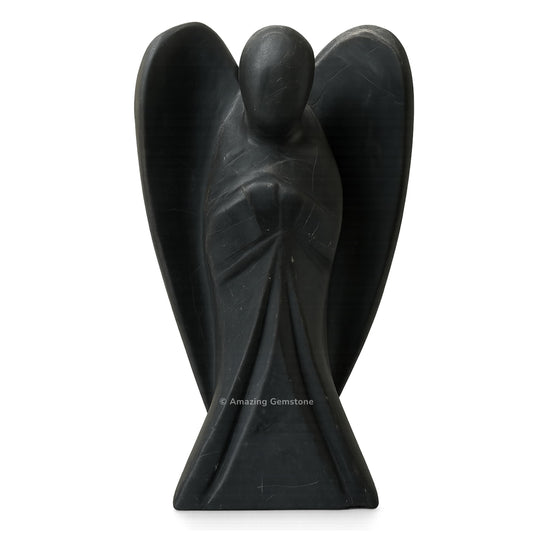 Amazing Gemstone Shungite Angel - Shungite Crystal Angel and Pocket Guardian Angel Crystal Figurines (3 Inches)