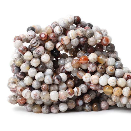 CHEAVIAN 60PCS 6mm Natural Laguna Lace Agate Round Loose Beads for Jewelry Making 1 Strand 15"