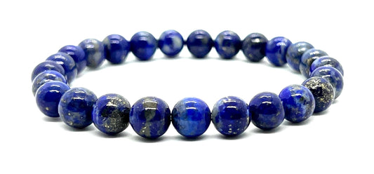 AWAKEN YOUR KUNDALINI Lapis Lazuli Bracelet – Throat Chakra Balance, 8mm Stretch Beads