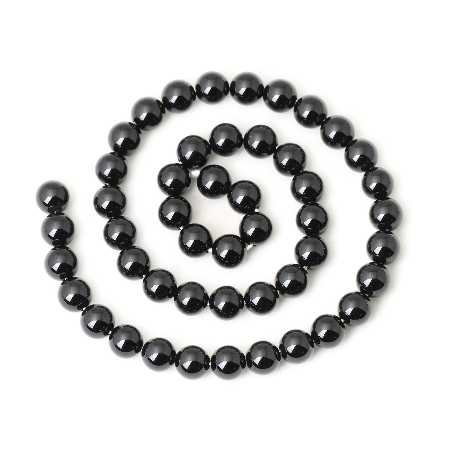 CHEAVIAN 45PCS 8mm Black Smooth Polish Onyx Agate Gemstone Round Loose Beads for Jewelry Making 1 Strand 15"