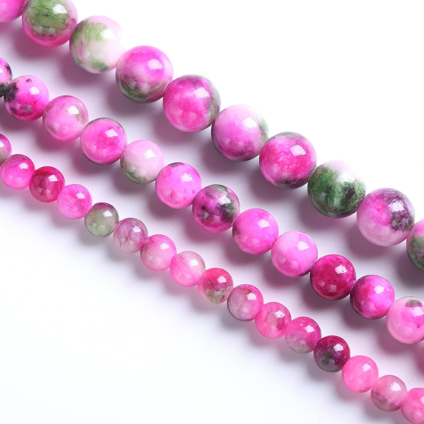 12MM 32PCS Pink Green Persian Jade Spacer Loose Beads for Jewelry Making DIY Bracelet Necklace
