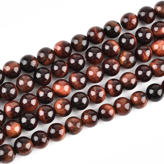 Genuine Red Tiger Eye Beads for Jewelry Making Gemstone Semi Precious Stone Round 6mm Strand 15"(60-62pcs)