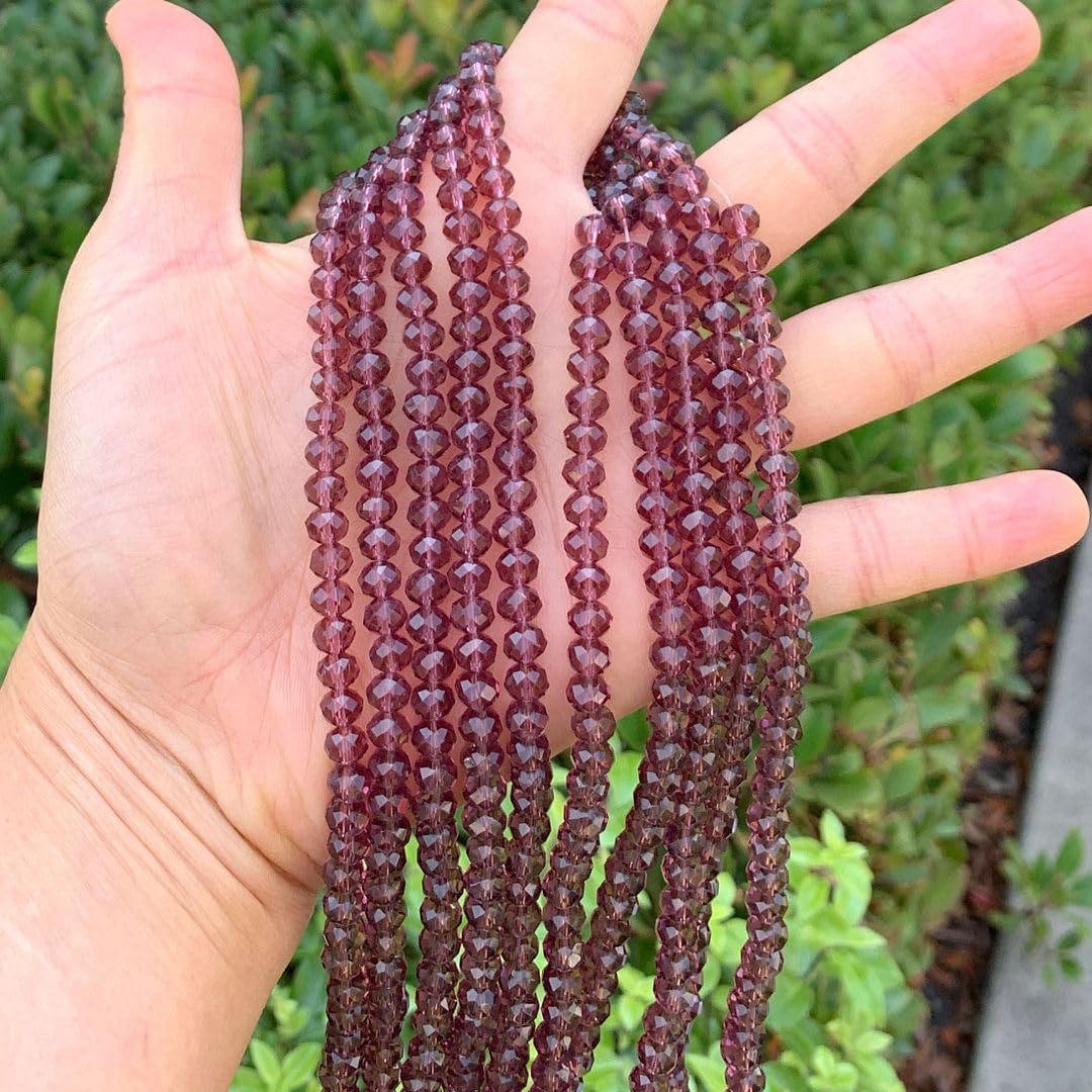 1000pcs Czech Faceted Rondelle Crystal Glass Loose Beads 6mm Spacer Bulk Burgundy Red for DIY Craft Jewelry Making CCR611