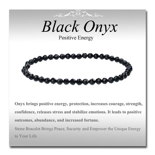 MASSIVE BEADS Natural Genuine Gemstone Beads Healing Crystal Chakra Reiki Jewelry Faceted Round Beads Bracelets (Black Onyx, 3mm)