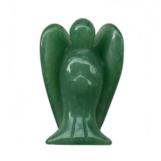 Afucats Natural Green Aventurine Healing Guardian Angel Indoor Decorative Stone,1.5 Inches Carving Pocket Palm Statue,Gift for Her Christmas Décor