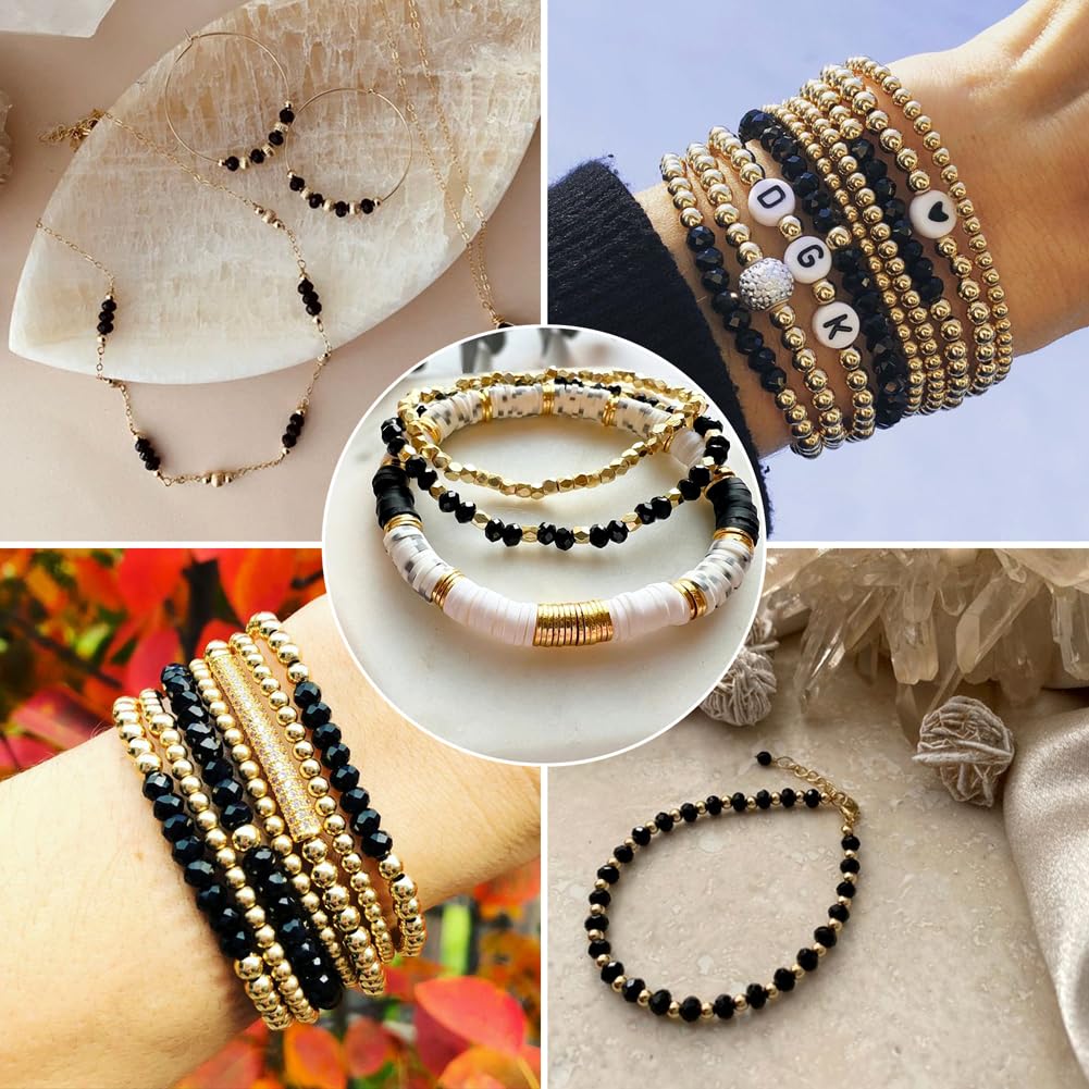 10 Strands Briolette Crystal Glass Beads 4x3mm Faceted Rondelle Opaque Glass Tiny Loose Spacer Beads 1300pcs for Bracelets Jewelry Making