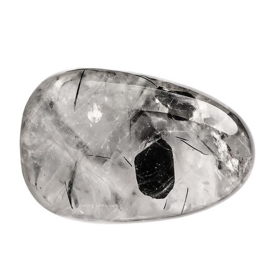 Amazing Gemstone Black Rutilated Quartz Crystals & Healing Stones Tumbled - 1 oz Black Rutilated Quartz Stone, Healing Stones for Energy Balance, Premium Polished Gems Rocks for Meditation & Wellness
