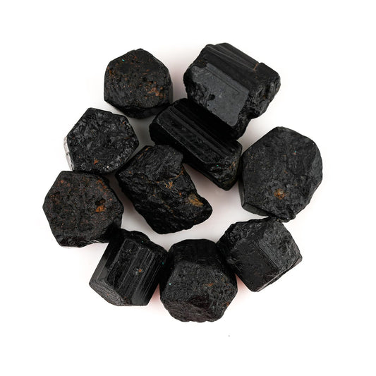 ColouredRocks 100 carats Black Tourmaline Crystals, Raw Stones, Rough Gemstones, Jewelry Making Supply, Cabbing, Polishing, Cutting, DIY, Crafts (8-10pcs) (8-12mm)