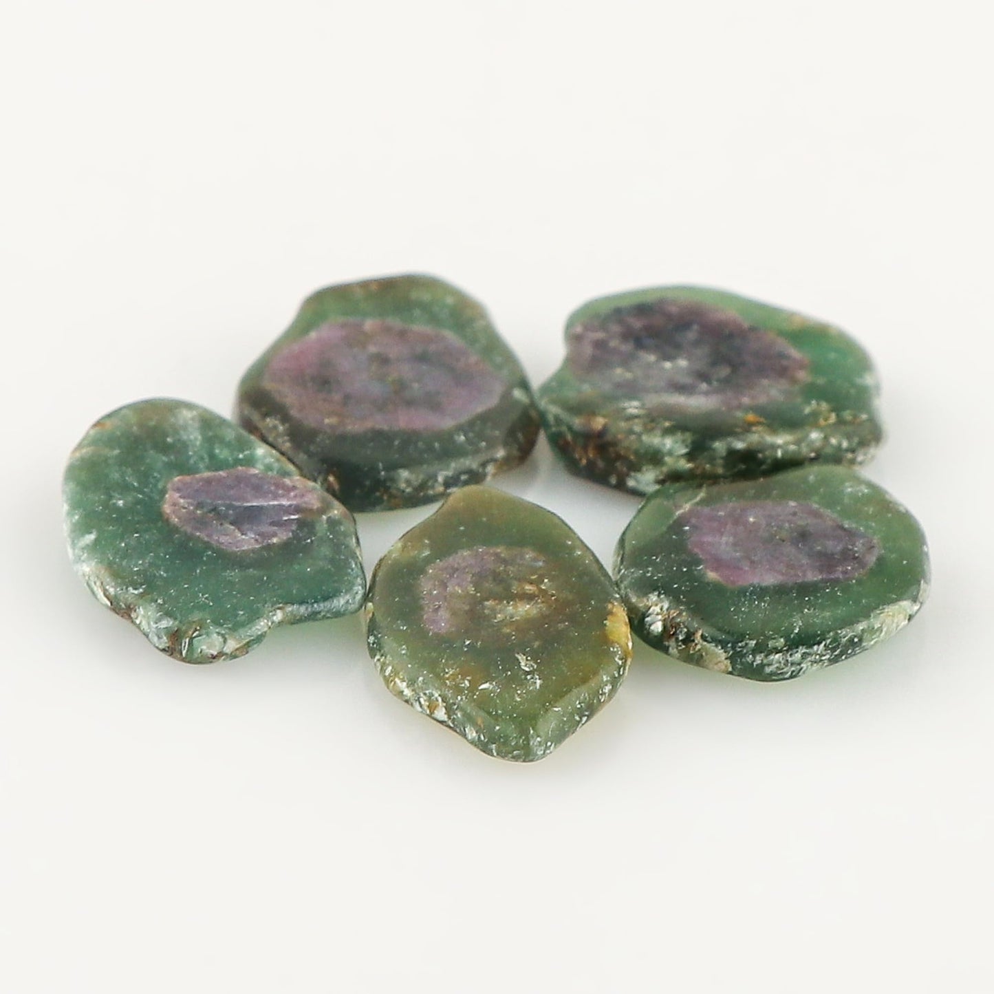 CRYSTALINES (5pcs) Natural Bi-Color Sapphire Gemstone, Wholesale Polished Slice, Loose Stones Supplies, DIY Crafts Jewelry Making, Reiki & Healing Crystals, Wisdom Stones, Gem Collection