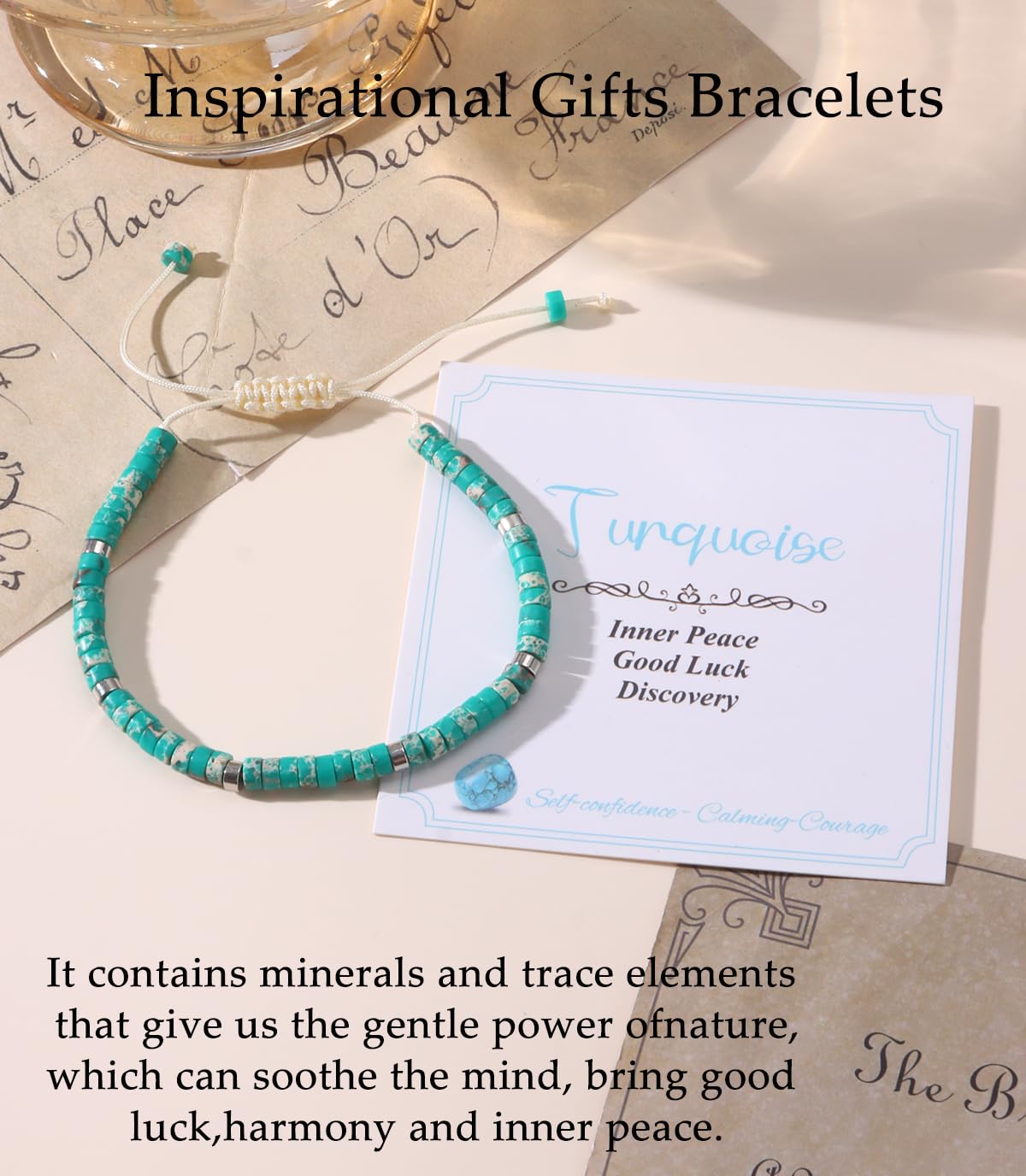 CASDAN Natural Crystal Healing Beaded Bracelet for Women Natural Stone Adjustable Braided Rope Bracelets Spiritual Inspirational Gifts Bracelets