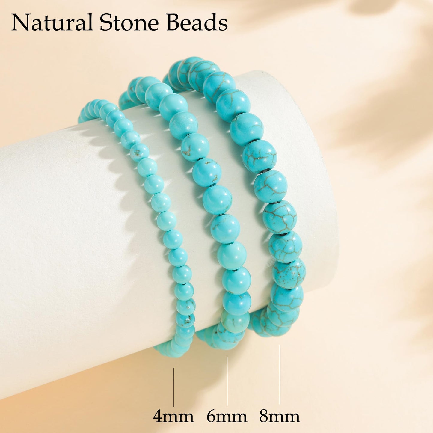Udolfly Womens Crystal Beaded Bracelets for Women Men Protective Energy Bracelet Natural Gemstone Bead Bracelet 8mm Turquoise