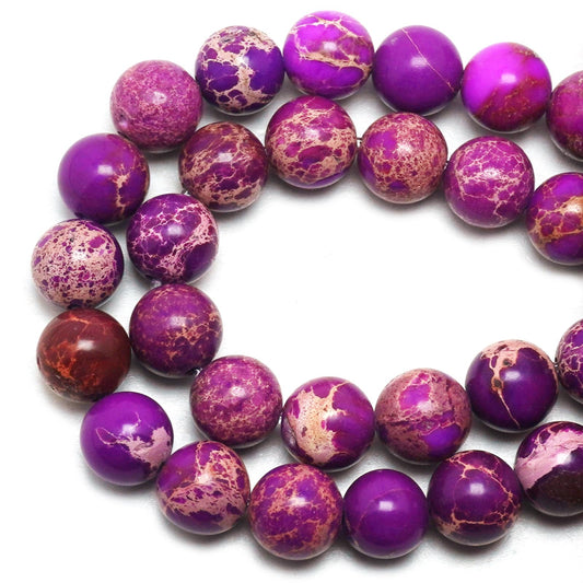 DIQIO Imperial Sea Sediment Beads for Jewelry Making - 6mm Stone Round Gemstone Beads for Bracelets(58-60pcs, Purple Imperial Sea Sediment)