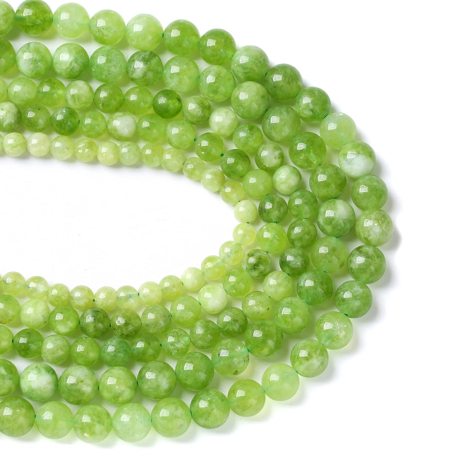 6MM 60PCS Natural Green Peridot Jade Quartz Beads for Jewelry Making DIY Bracelet Crystal 1 Strand