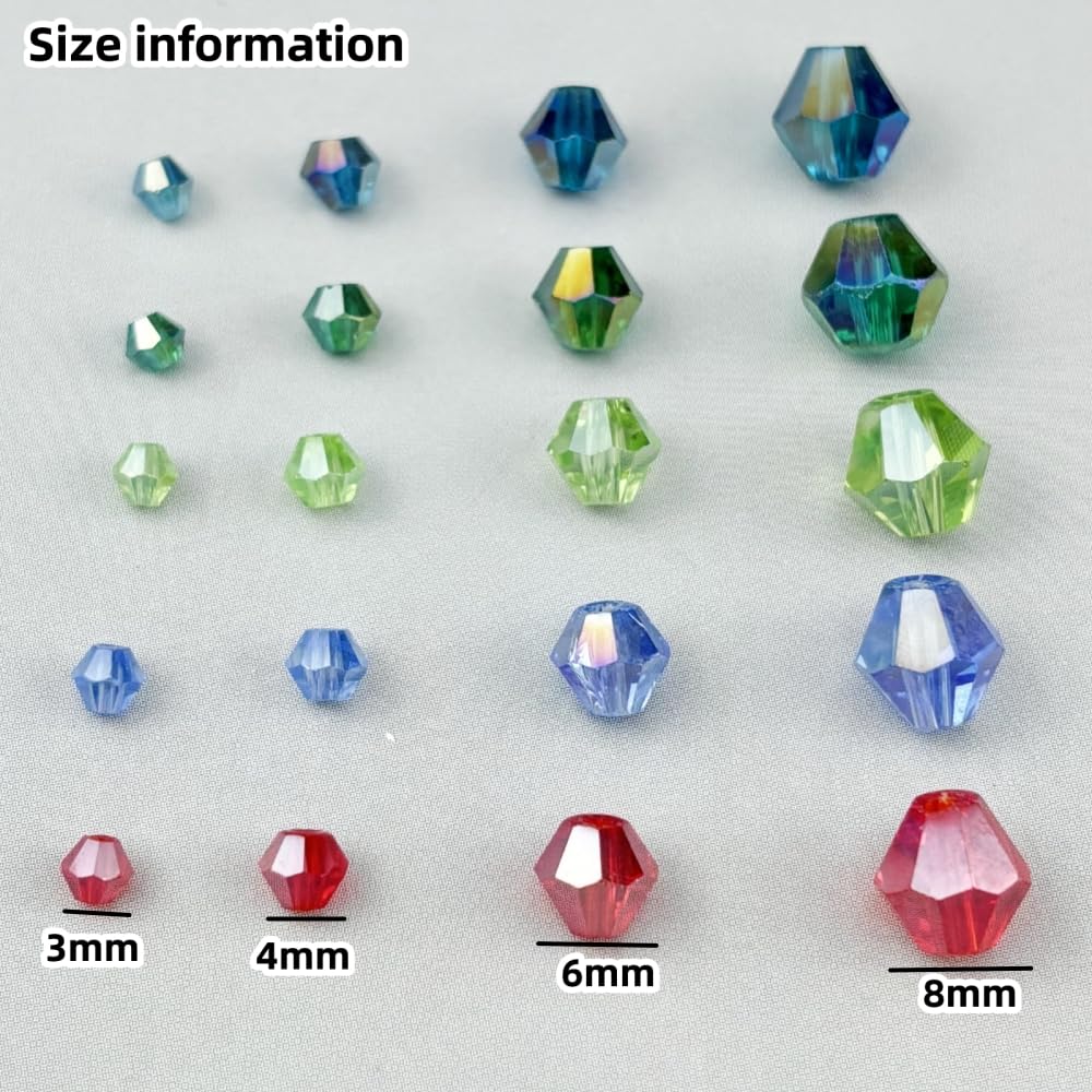 Pinhoollgo 600pcs 3mm Bicone Crystal Glass Beads Faceted Bicone Crystal Beads Bulk Glass Spacer Beads for Bracelets Necklace Pendants Earrings DIY Jewelry Craft Making(Black AB)