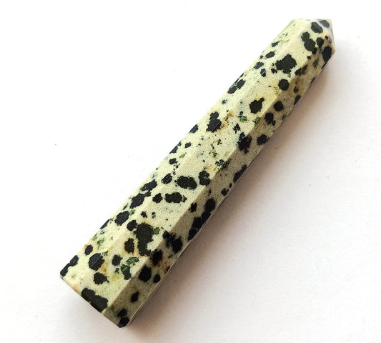WholesaleGemShop 3 Inch Dalmantion Gemstones Obelisk Tower Jumbo Facet Aura Rock Crystal Natural Polished Earth Wand Spirit