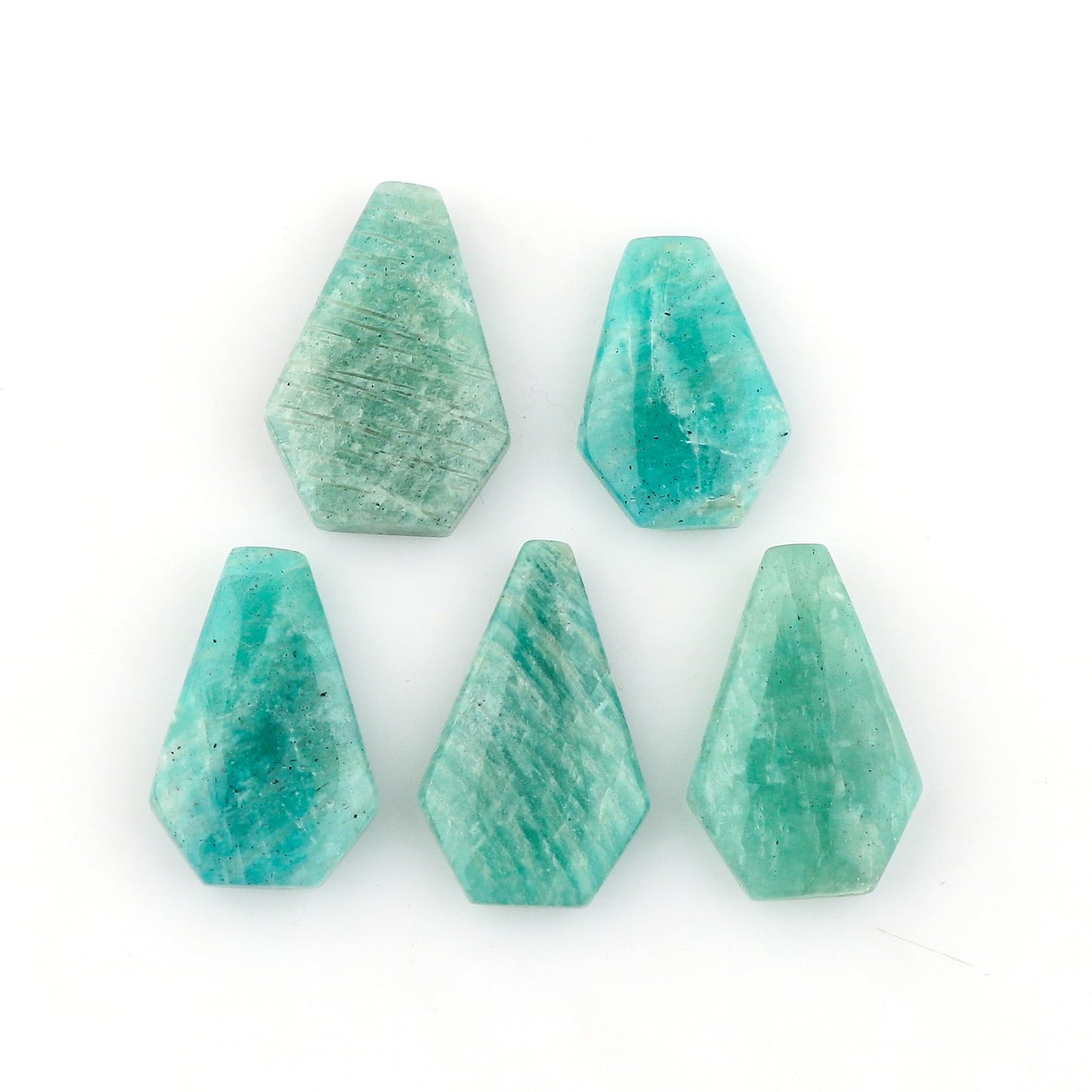 CRYSTALIS Wholesale 5pcs Natural Amazonite Coffins, Loose Gemstone, Bulk Flat Cabochons Jewelry Making Supply, Chakra Healing Polished Stones, Wire Wrapping, DIY, Gem Collection, 20+mm