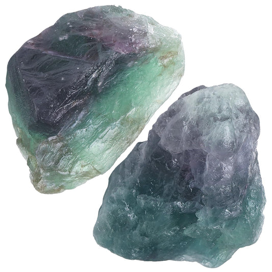 NUKAYAI 2Pcs Rainbow Fluorite 1.8-2.2" Large Raw Crystals Rocks Rough Stones Healing Crystal for Cabbing DIY Wicca Reiki Decoration Wire Polishing Wrapping Tumbling Natural Colorful Fluorite Gifts