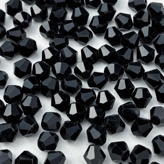 YUEXIGO 400pcs 4mm Bicone Glass Crystal Beads for Jewelry Making, Faceted Bicone Glass Spacer Beads for Bracelet Earring Necklace DIY Craft(Black)