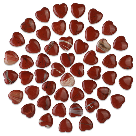 Gerrii 50 Pcs Heart Healing Stone Bulk Quartz Heart Inspirational Stones Gift for Women Love Pocket Polished Natural Energy Balancing Meditation 0.8 Inch(Red)