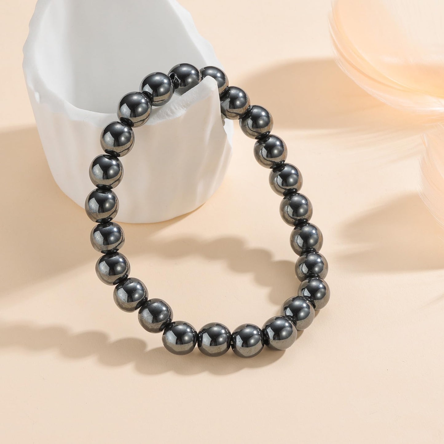 Udolfly Womens Crystal Beaded Bracelets for Women Men Protective Energy Bracelet Natural Gemstone Bead Bracelet 4mm Hematite