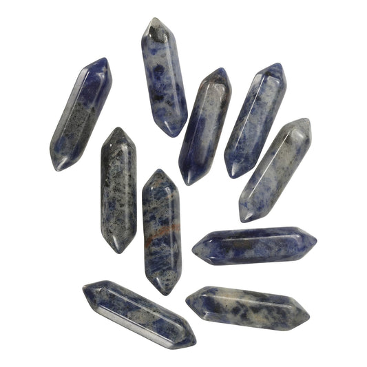 MECCANIXITY 10 Pack Blue Agate Quartz Crystals, Polished Crystals Bulk Hexagonal Shaped Meditation Gemstone for Jewelry Making Energy Balance Accessories Gifts