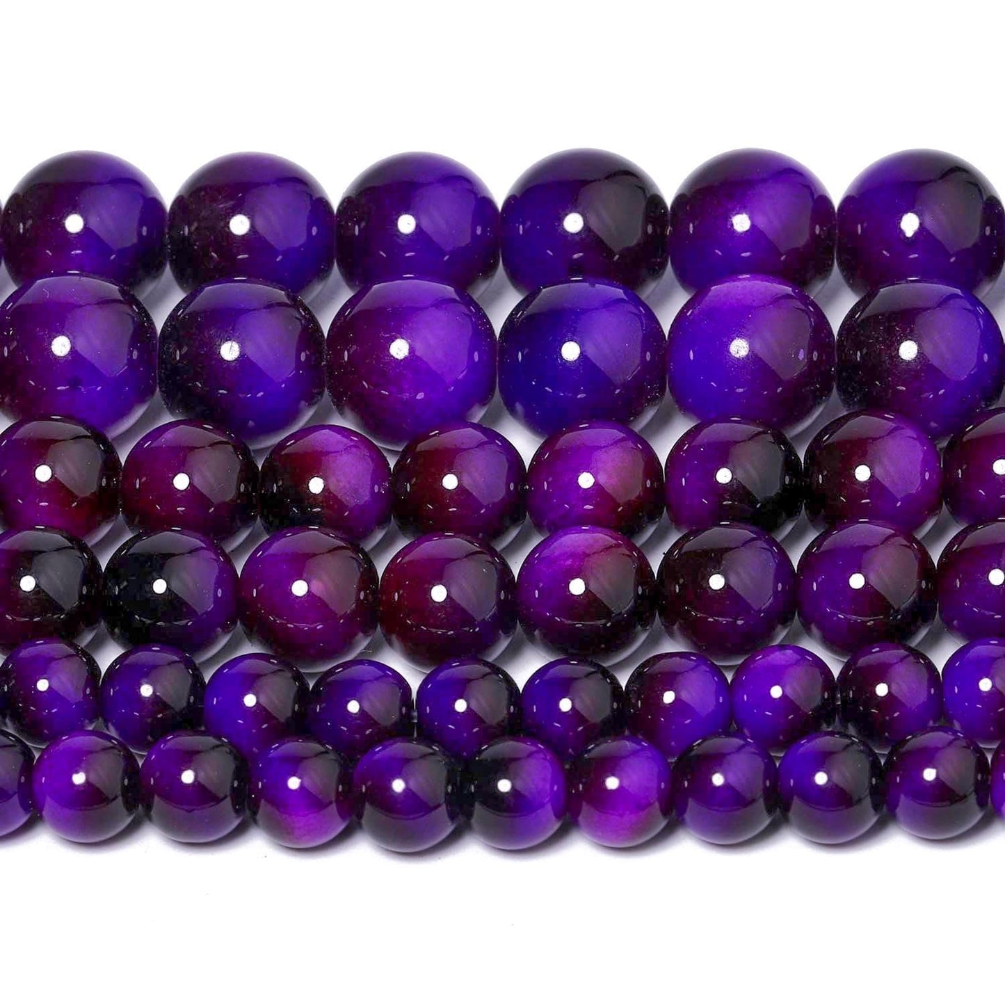 Song Xi 60PCS 6mm Purple Tiger Eye Gemstone Beads for Jewelry Making, Round Smooth Glass Beads for DIY Bracelet Necklace Earring Keychain, Arts and Crafts, for Christmas Wedding Birthday