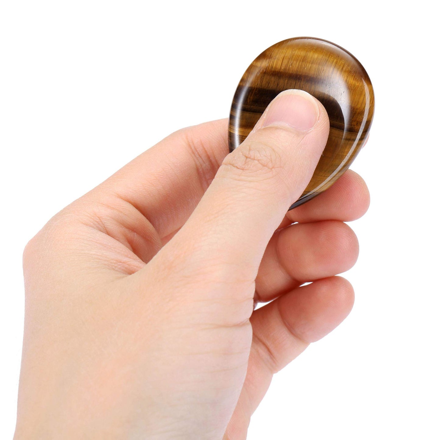 CrystalTears Tiger's Eye Thumb Worry Stone Healing Crystal Pocket Palm Stone Worry Stones for Anxiety Stress Relief