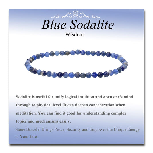 MASSIVE BEADS Natural Genuine Gemstone Beads Healing Crystal Chakra Reiki Jewelry Faceted Round Beads Bracelets (Blue Sodalite, 3mm)