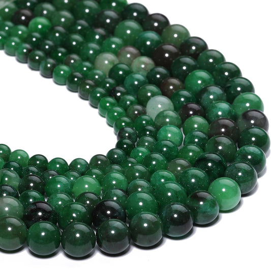 Yochus 45pcs Natural Green Colored Jade Stone Beads for Jewelry Making，8mm Healing Crystal Round Gemstone Beads for Bracelet Making DIY Necklace
