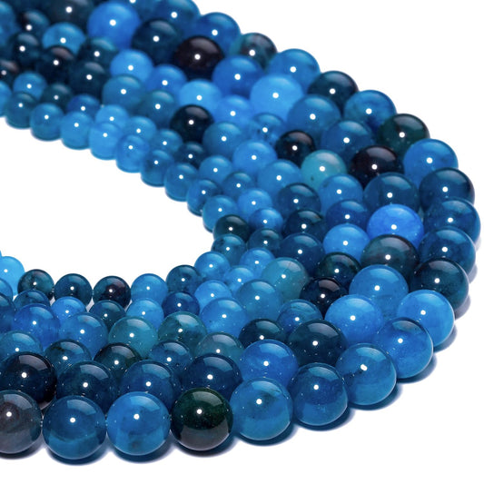Yochus 45pcs Natural Blue Colored Jade Stone Beads for Jewelry Making，8mm Healing Crystal Round Gemstone Beads for Bracelet Making DIY Necklace