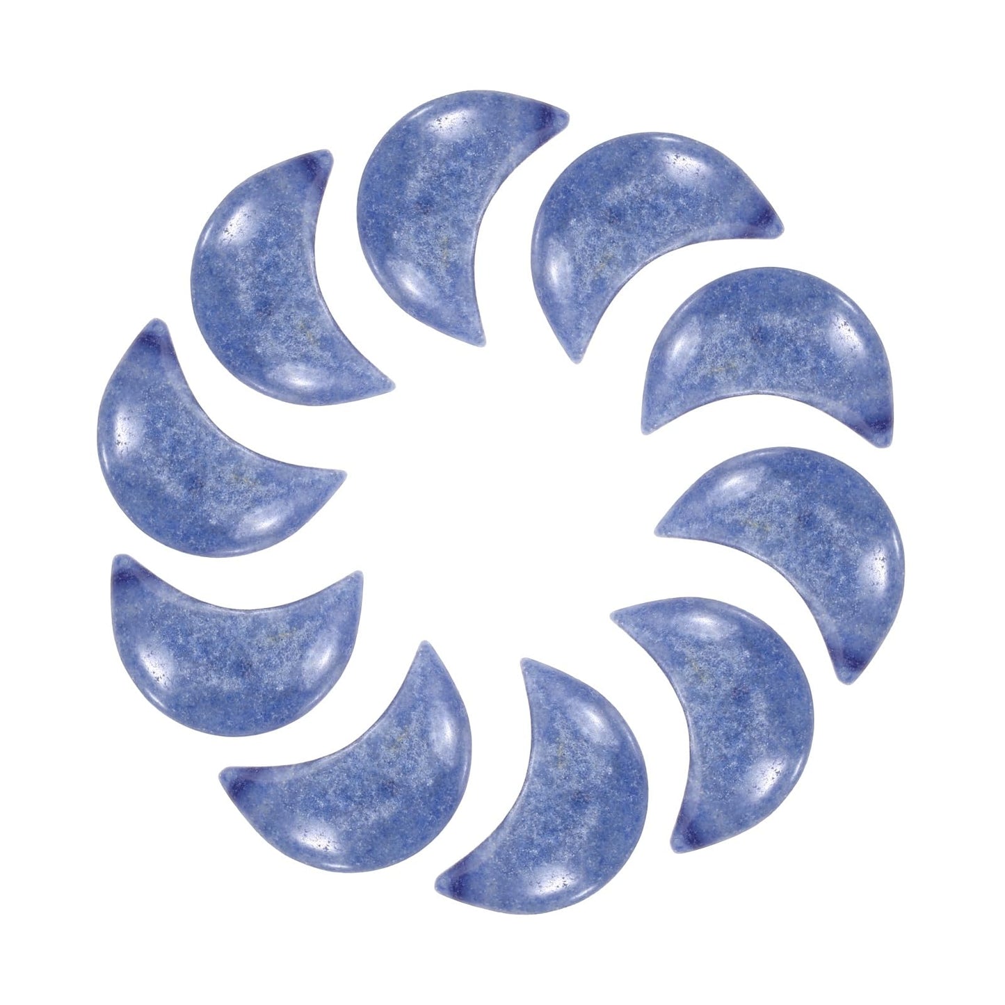 MECCANIXITY 10 Pcs Moon Crystal Worry Stone, 0.5 Inch Length Natural Emerald Blue Moon Gemstone Bulk, Carved Pocket Stones for Meditation Balancing Pendant Decor