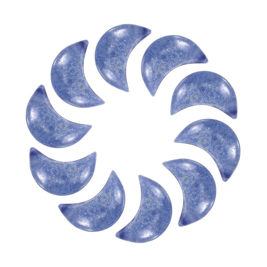 MECCANIXITY 10 Pcs Moon Crystal Worry Stone, 0.5 Inch Length Natural Emerald Blue Moon Gemstone Bulk, Carved Pocket Stones for Meditation Balancing Pendant Decor