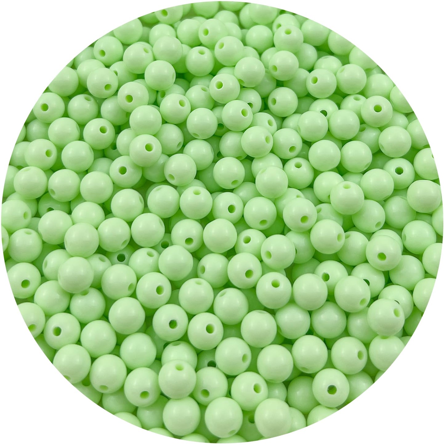 Mulutoo 400Pieces 8MM Acrylic Round Beads Round Acrylic Balls Chunky Beads Smooth Spacer Plastic Pastel Beads Craft Beads for Necklace and Bracelet Making Crafting Supplies(195-light Green)