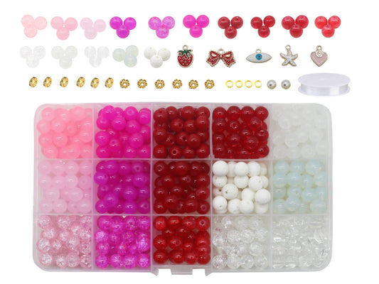 Pamir Tong 640PCS 8mm Assorted-Color Glass Beads for Jewelry Making Bracelet Durable Space Loose Round Beads for Jewelry Making Earring, Necklaces, Adult Craft Supplies