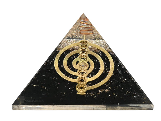 Amazing Gemstone Large Black Tourmaline Chakra Reiki Orgonite Pyramid | Organ Pyramids Positive Energy Healing