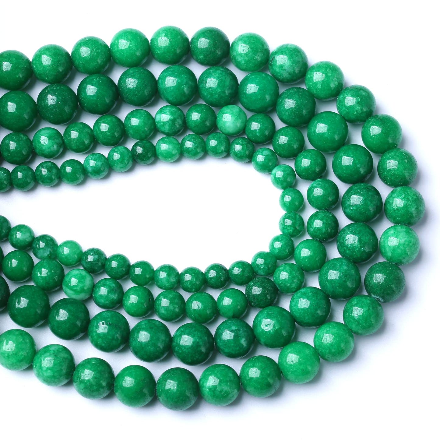90PCS 8MM Natural Stone Green Cloudy Jade Spacer Loose Beads for Jewelry Making DIY Bracelet Necklace