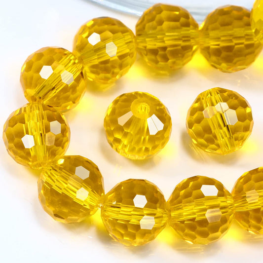 Dowarm 100PCS 8MM Crystal Glass Beads for Jewelry Making, Topaz Faceted Crystal Beads for Crafts Bracelet Wind Chimes Suncatcher, #5003 Rondelle Spacer Beads, Loose Gemstones