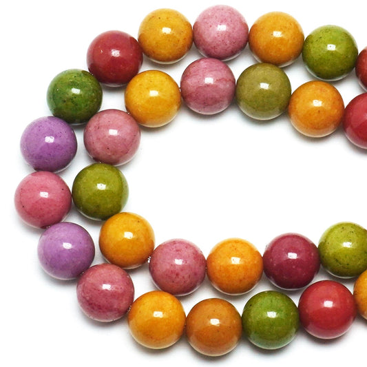 DIQIO Jade Stone Beads for Jewelry Making - 6mm Gemstone Round Loose Beads for Bracelets(58-60pcs, Colorful Alashan)