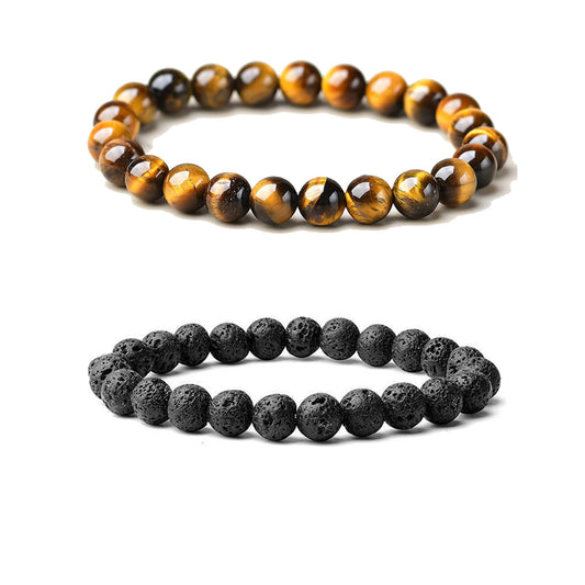 Cryhand Lava Rocks Tigers eye Bracelets For Men Tiger Eye Lava Rocks Bracelets For Women Special Day Gifts Birthday Gifts for Female, Best Friend Friendship Gifts for Woman, Jewelry for Girl