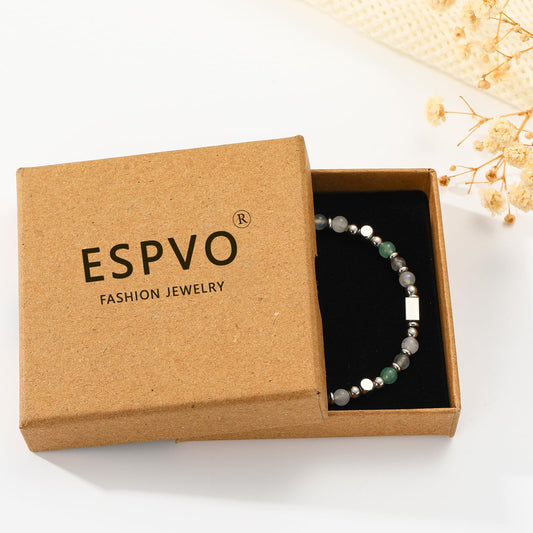 ESPVO Anxiety Relief Bracelet for Women Items Gifts Stress Healing Crystals Kalm Bracelet Menopause Depression Amethyst Anti Comfort Panic Attack Worry Jewelry Natural Stones Easter Basket Stuffers