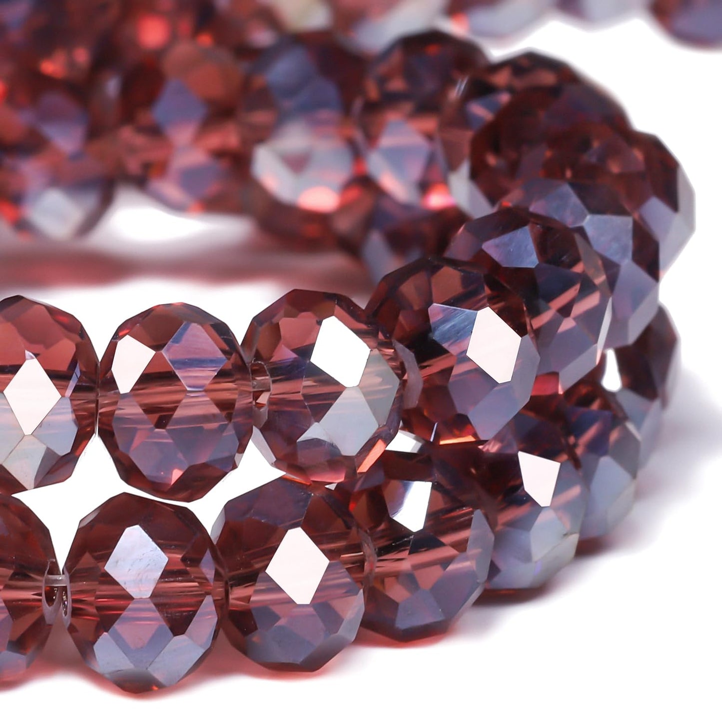 NITOPUPU 500pcs 6mm Crystal Glass Beads for Jewelry Making Faceted Rondelle Flat Beads for Bracelets Necklace Earrings DIY Crafts (Purple Crystal AB Bead)