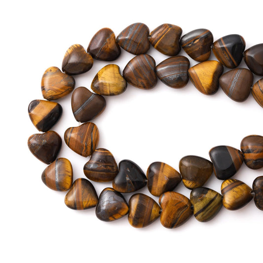 Natural Heart Shaped Tiger Eye Stone Beads 10mm Loose Crystal Healing Beads for DIY Necklace Bracelet Making Gemstone Craft Supplies