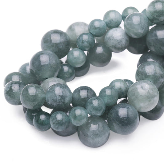 Chicager Natural Jade Beads for Jewelry Making,8mm Blue Jadeite Polished Smooth Round Gemstone Beads for Bracelet Necklace 15 Inch